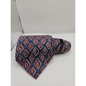 Christian DIOR 100%‎ Silk Tie  Y2K in Blue Red Beige Vintage 57" x 3.75"